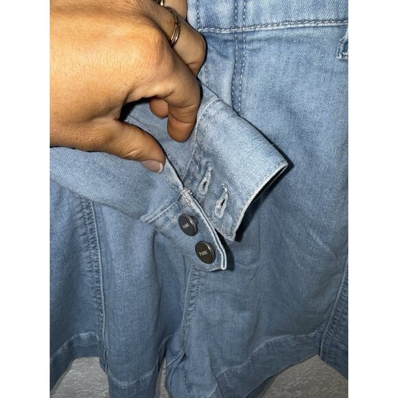 PAIGE Women's Meg Long Sleeve Romper Songbird NWT Denim Jumpsuit Shorts 2 A1 - Picture 11 of 15